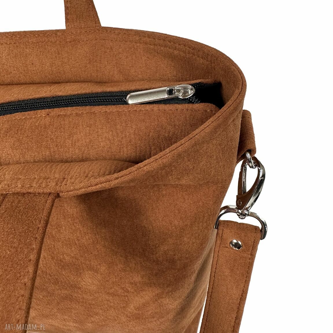 Torba Minimal Ginger M na zamek - ruda brązowa na ramię