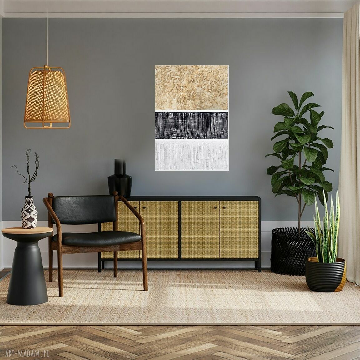 Minimal U - obraz do salonu na płótnie, abstrakcja strukturalna, minimalizm
