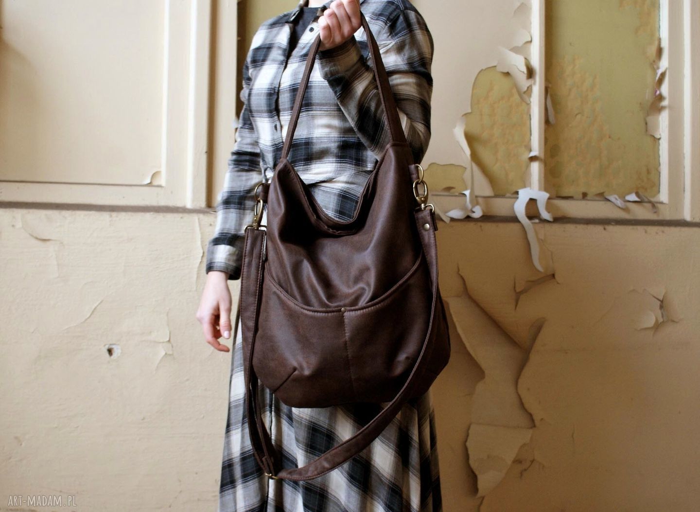 Workówka vegan czekolada boho hobo hippie minimal torebka zgrabna