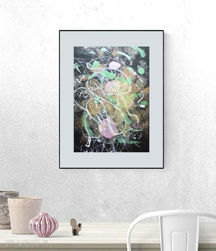 Minimalistyczna abstrakcja na ścianę 30x40 cm - ręcznie malowana