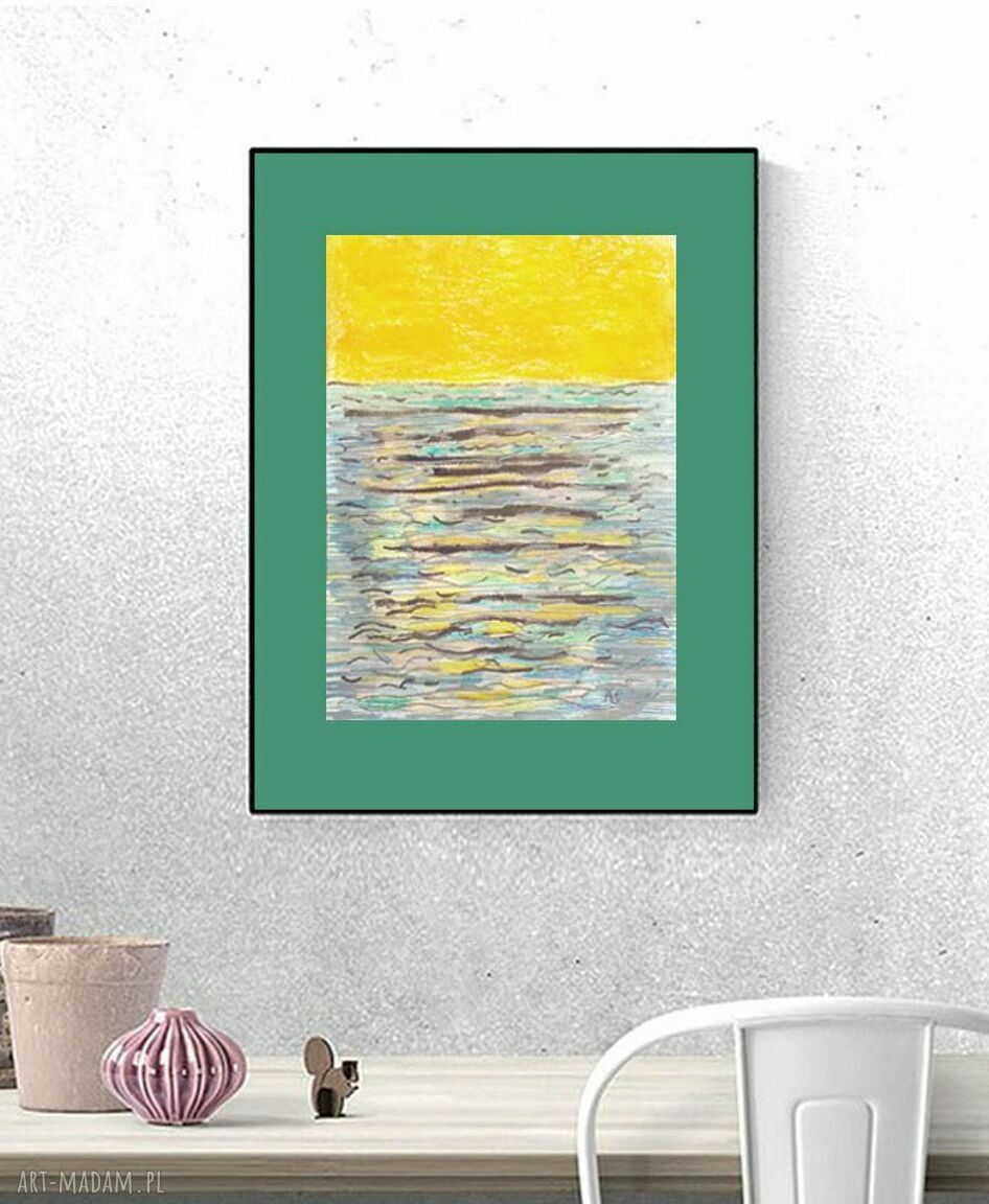 Minimalistyczna grafika z morzem 30x40 cm - ręcznie malowany szkic na ścianę