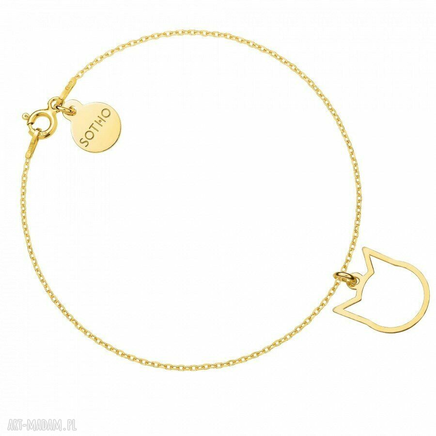 bransoletka delikatnym kotkiem srebro złota modna delikatna