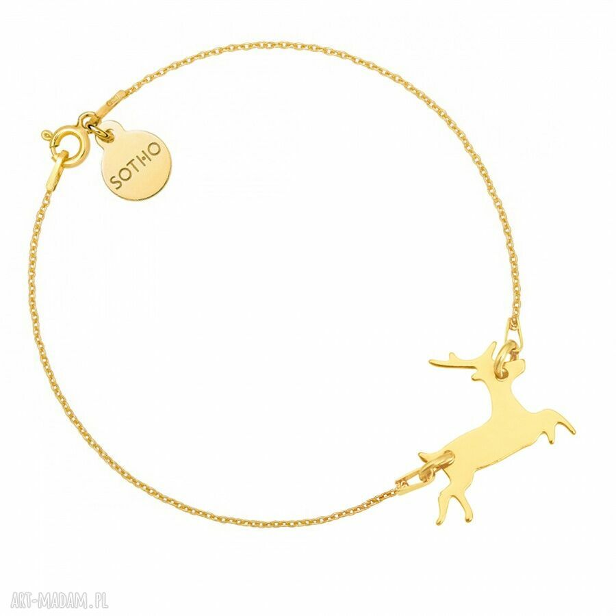 ZŁota bransoletka jelonkiem modna jeleń jelonek zawieszka