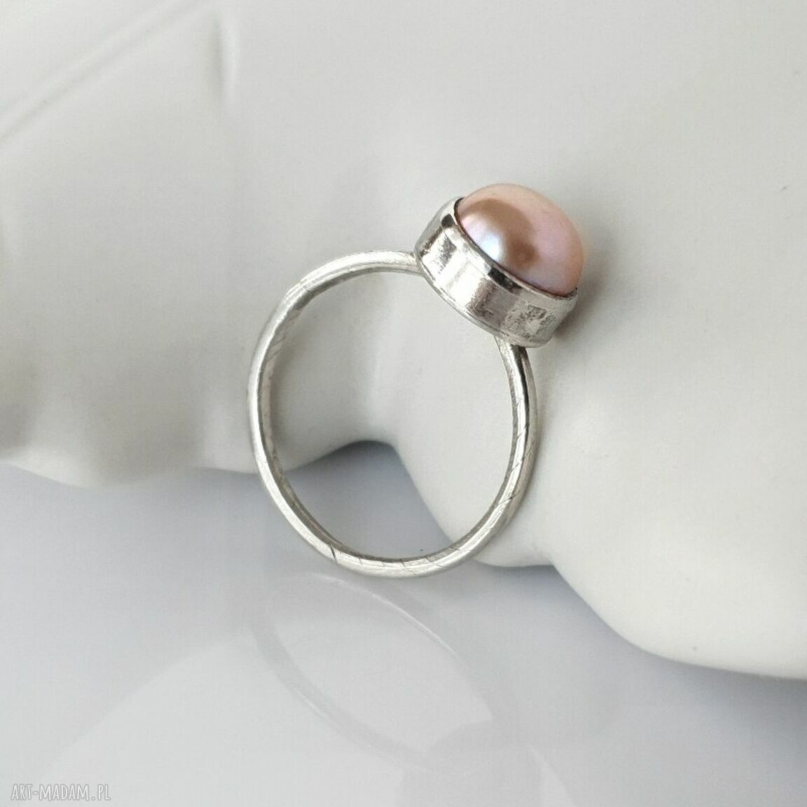 pierścionki: Angel srebrny pierścionek z perłą handmade
