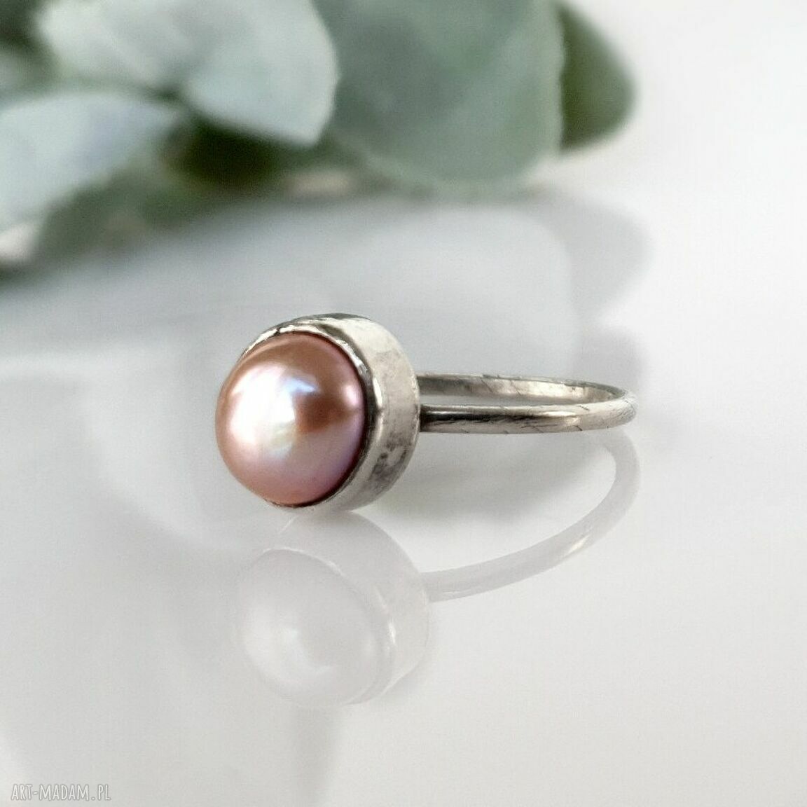 pierścionki: Angel srebrny pierścionek z perłą handmade