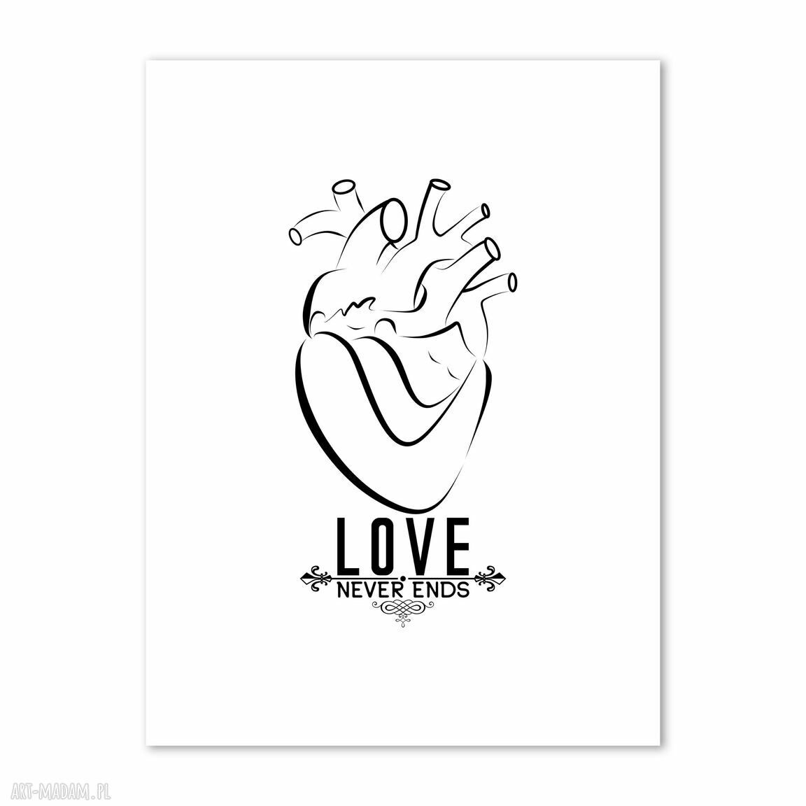 Plakat minimalistyczny LOVE z sercem 40x50 cm - bez ram