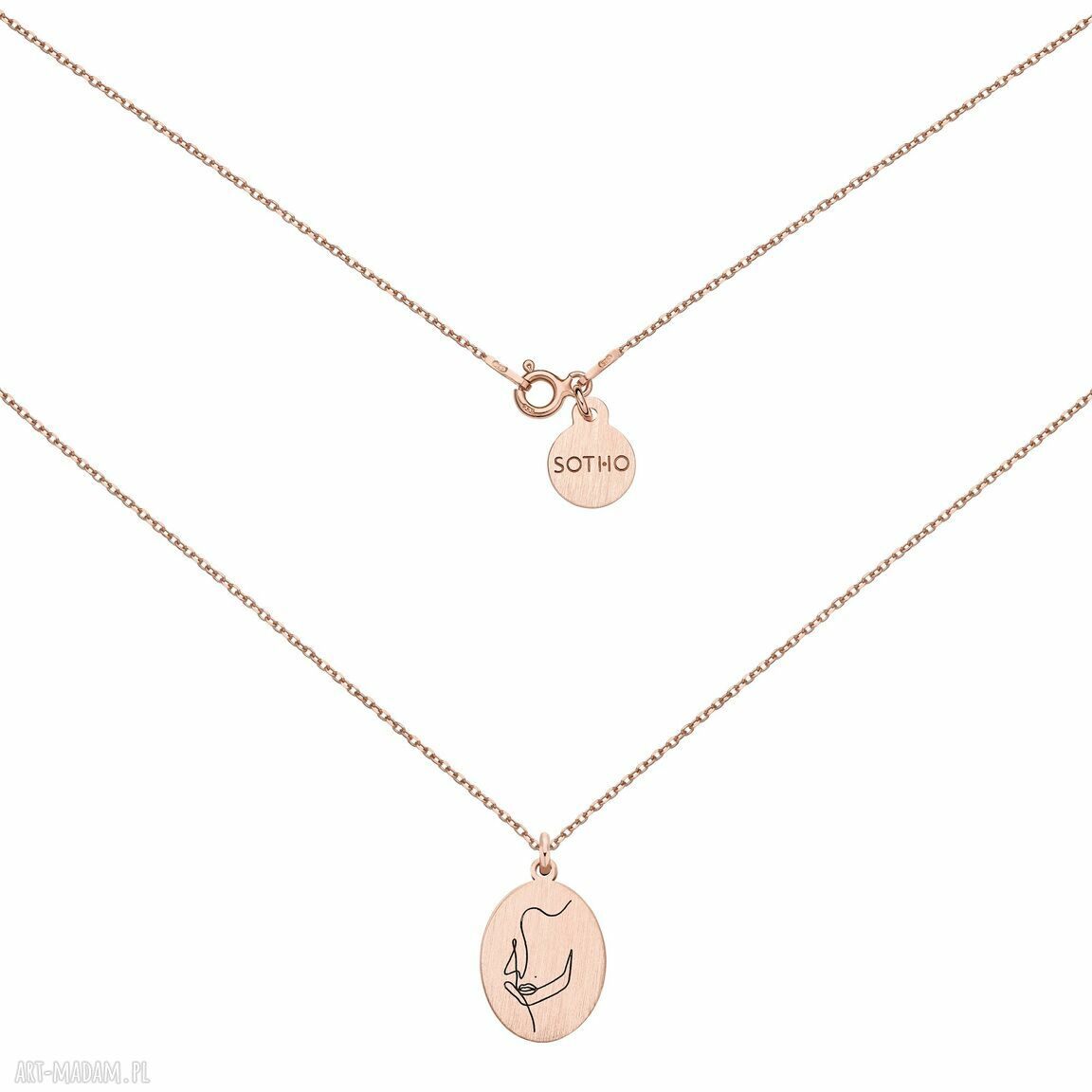 Medalion różowego złota face n°8 symbol minimalistyczny joga