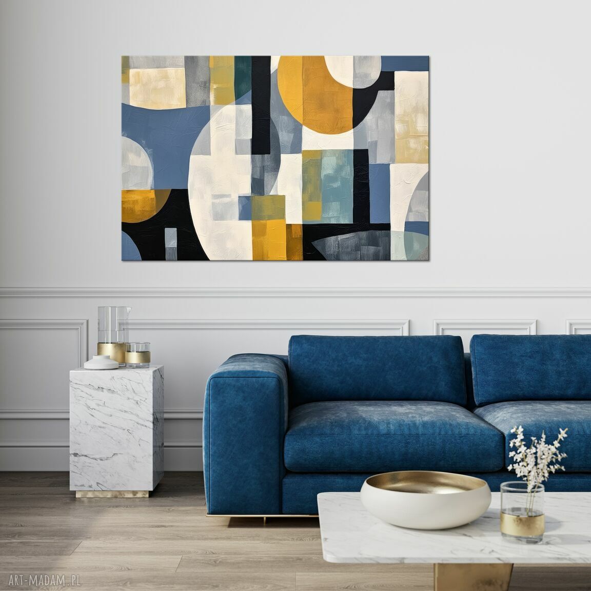 Minimalistyczny obraz abstrakcyjny - geometryczna abstrakcja 60x90 cm na płótnie (poziomy)