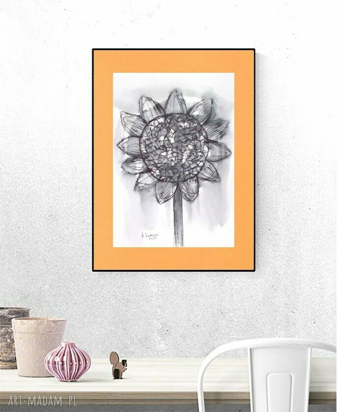Unikatowy minimalistyczny rysunek do domu 30x40 - szkic tuszem