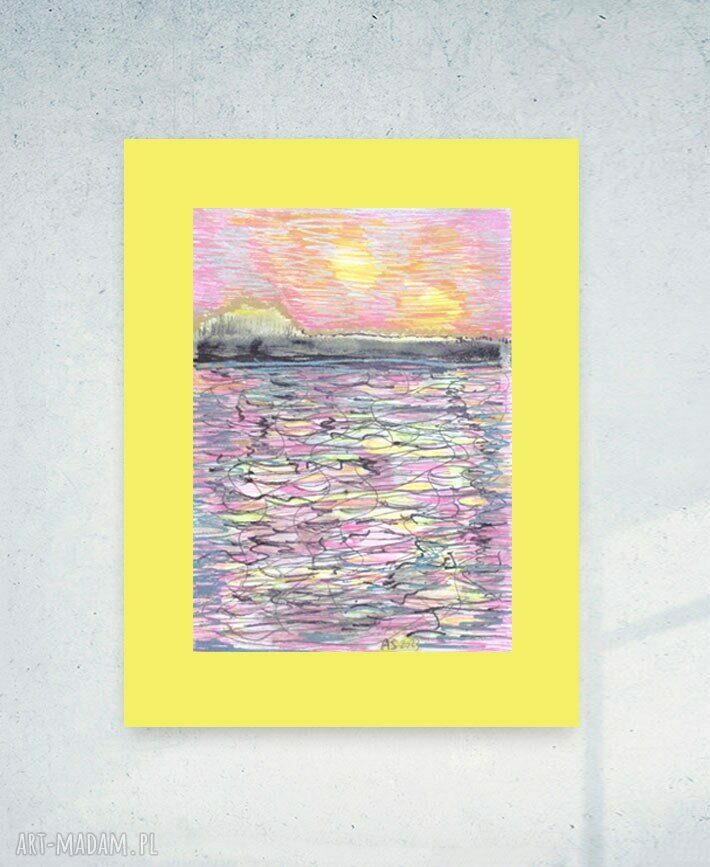 Minimalistyczny pejzaż w szkicu 30x40 - ręcznie malowany rysunek na ścianę