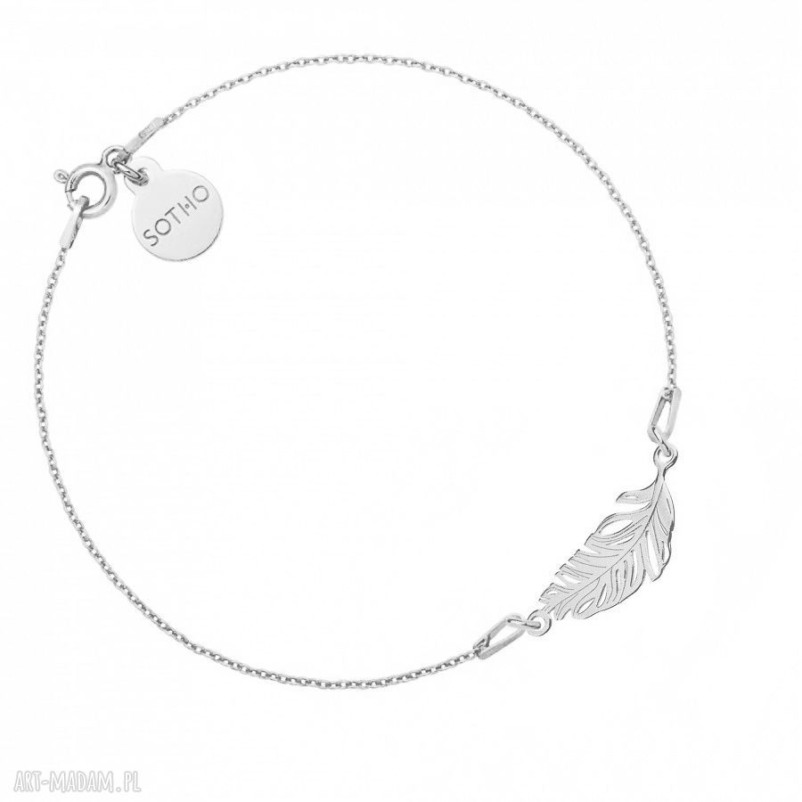 Srebrna bransoletka piÓrkiem modny minimalistyczny srebro piórko