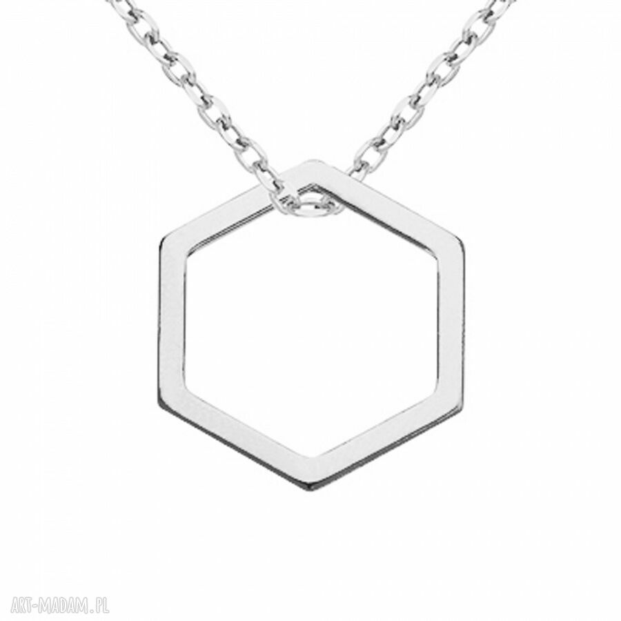 naszyjniki: SREBRNY NASZYJNIK Z SZEŚCIOKĄTEM autorskie