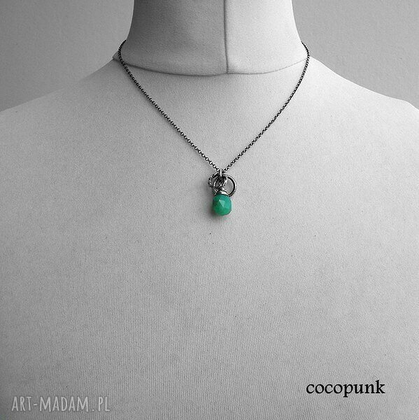 naszyjniki: Srebro i chryzopraz naszyjnik. ręcznie wykonane