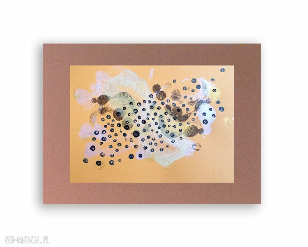 Ręcznie malowana brązowa grafika w stylu minimalizm - 30x40 cm