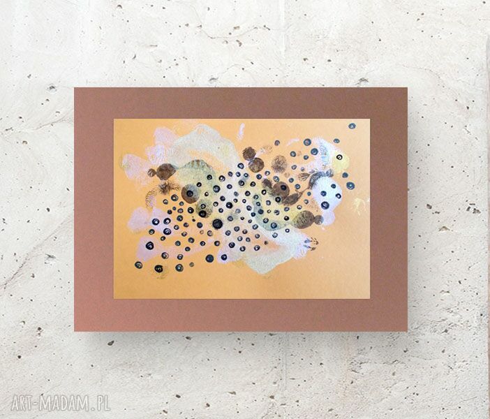 Ręcznie malowana brązowa grafika w stylu minimalizm - 30x40 cm