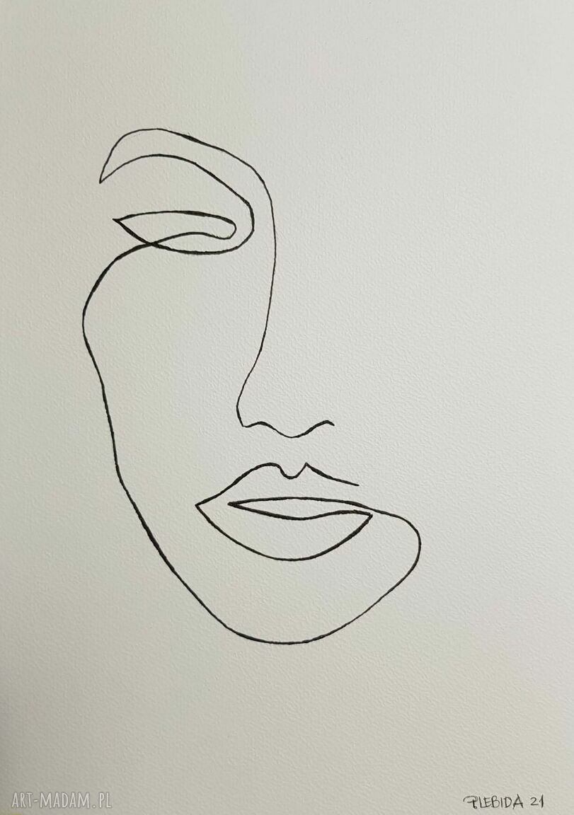 Twarz minimalizm - oryginalny obraz tuszem na papierze A4 (Paulina Lebida)