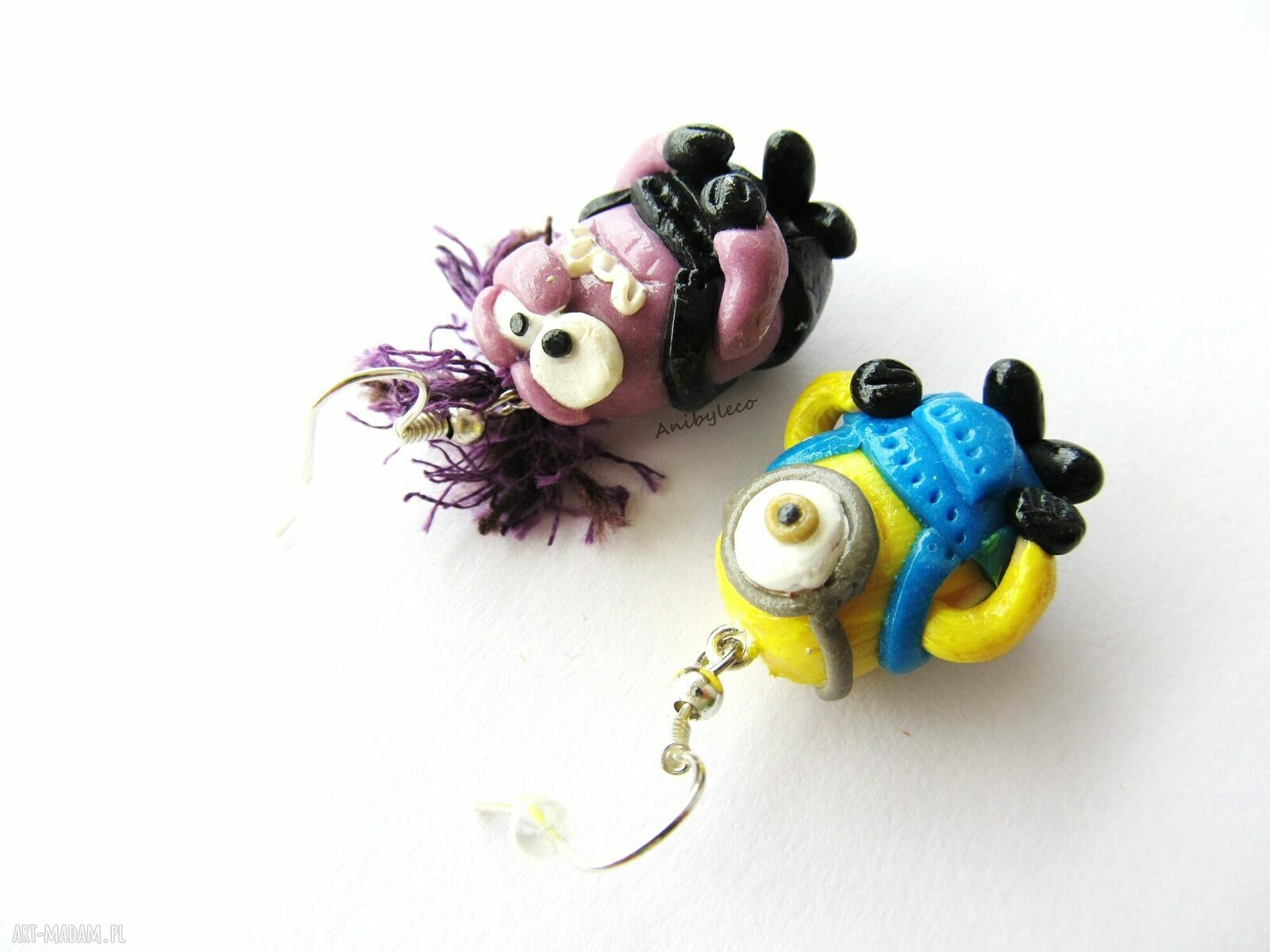 Kolczyki Minionki handmade z masy FIMO - ok. 4,4 cm