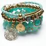 koral bransoletki mint and gold set