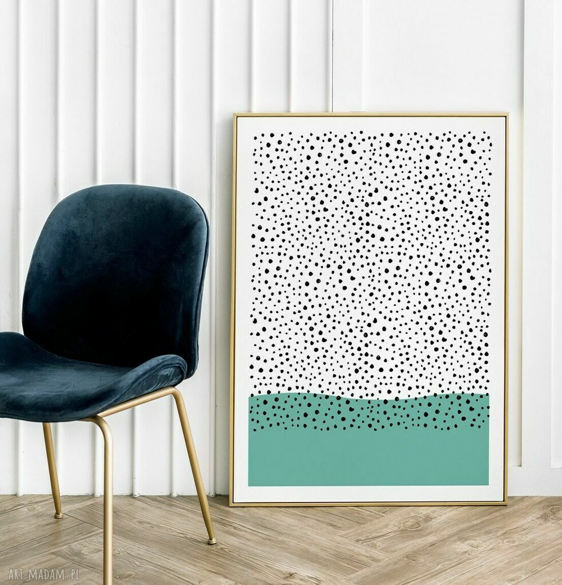 Miętowy plakat abstrakcja 30x40 cm do salonu