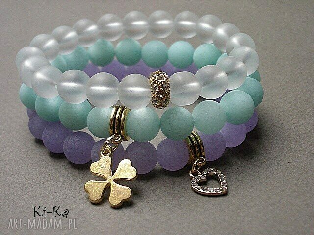 MINT, VIOLET AND GREY SET handmade