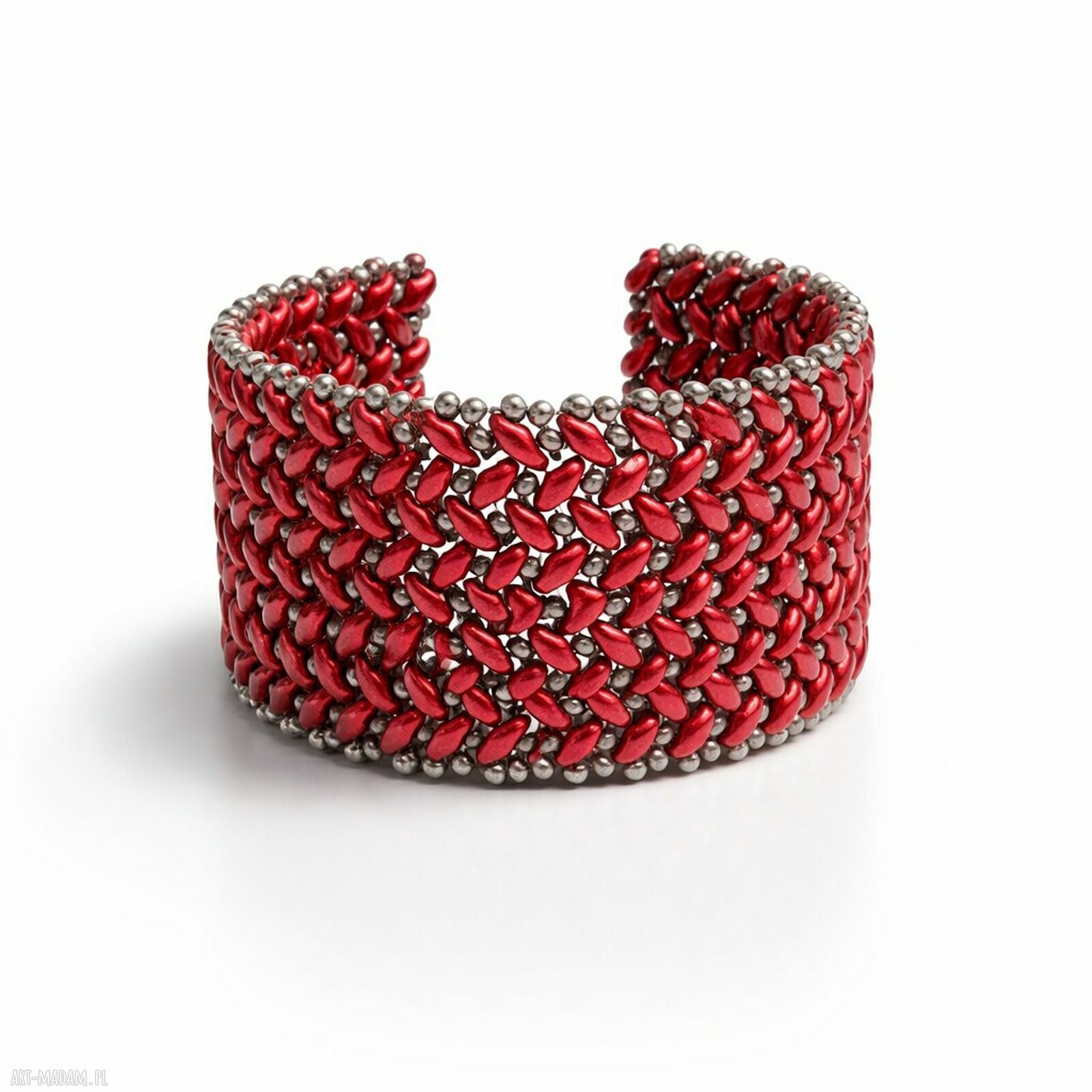 Bransoletka Mirror - unikatowa biżuteria boho z czerwonych koralików szklanych do 18 cm