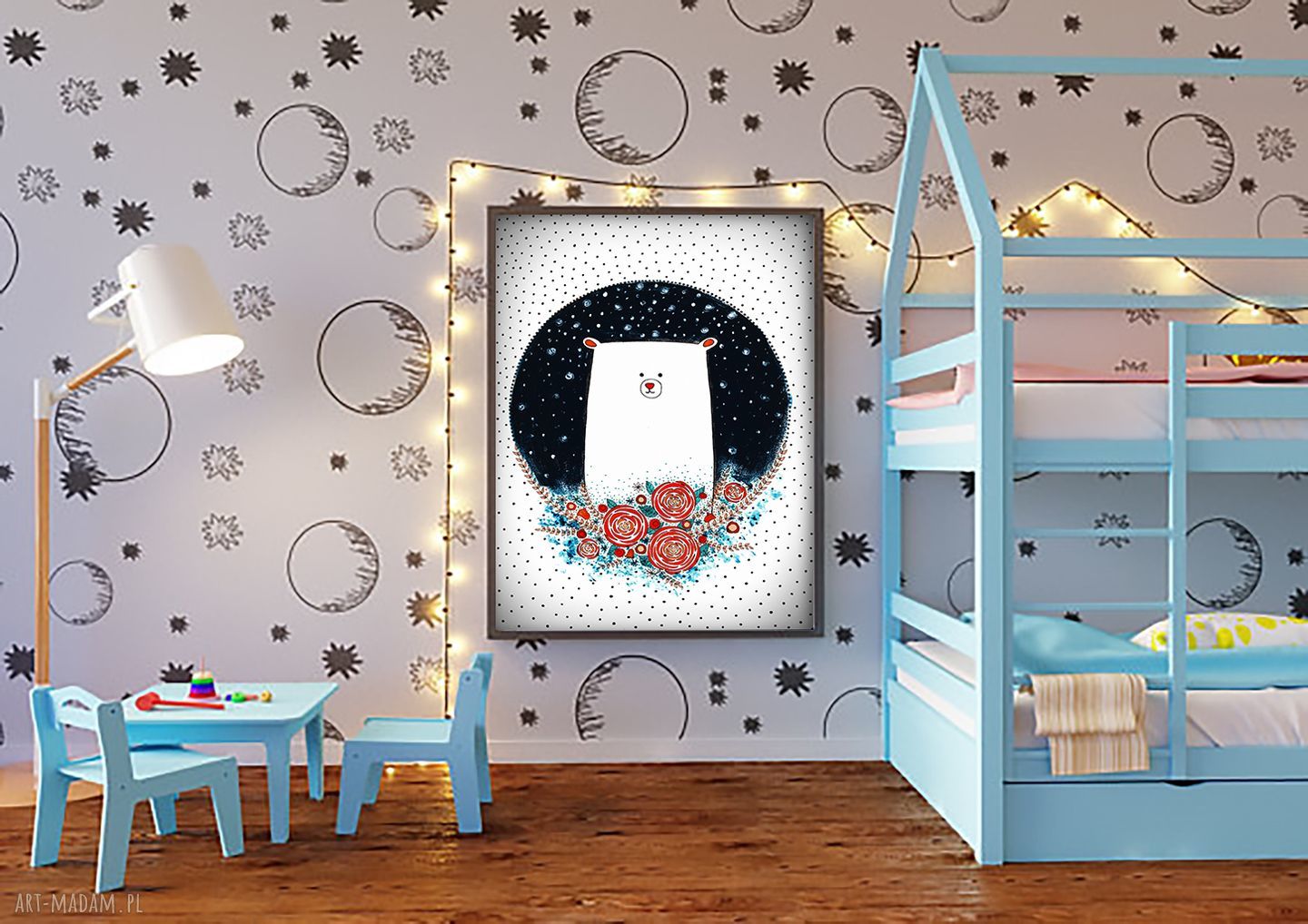 Miś A3 - plakat do pokoju dziecka z ilustracją misia