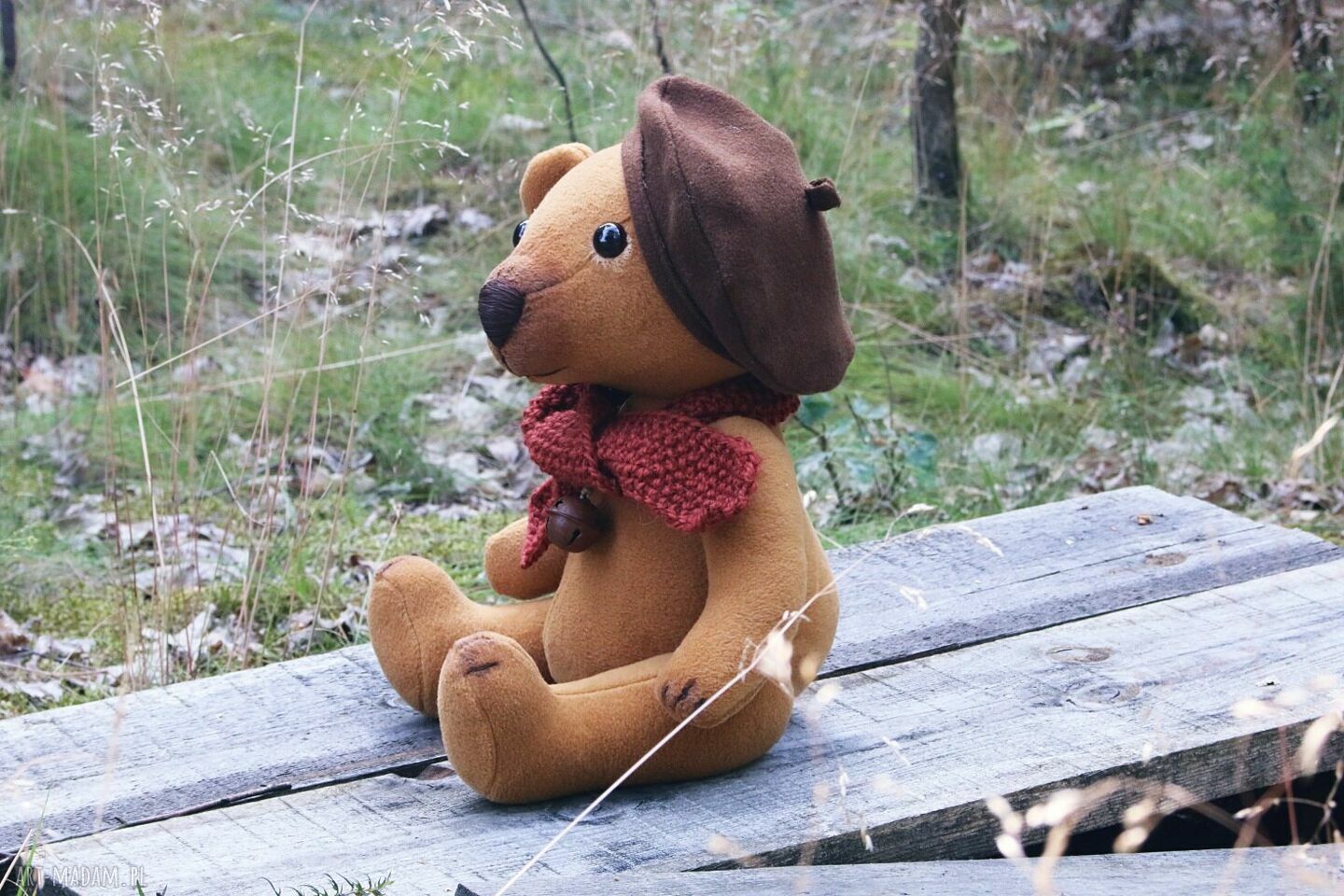 Miś Edmund - ręcznie szyta maskotka handmade w stylu retro
