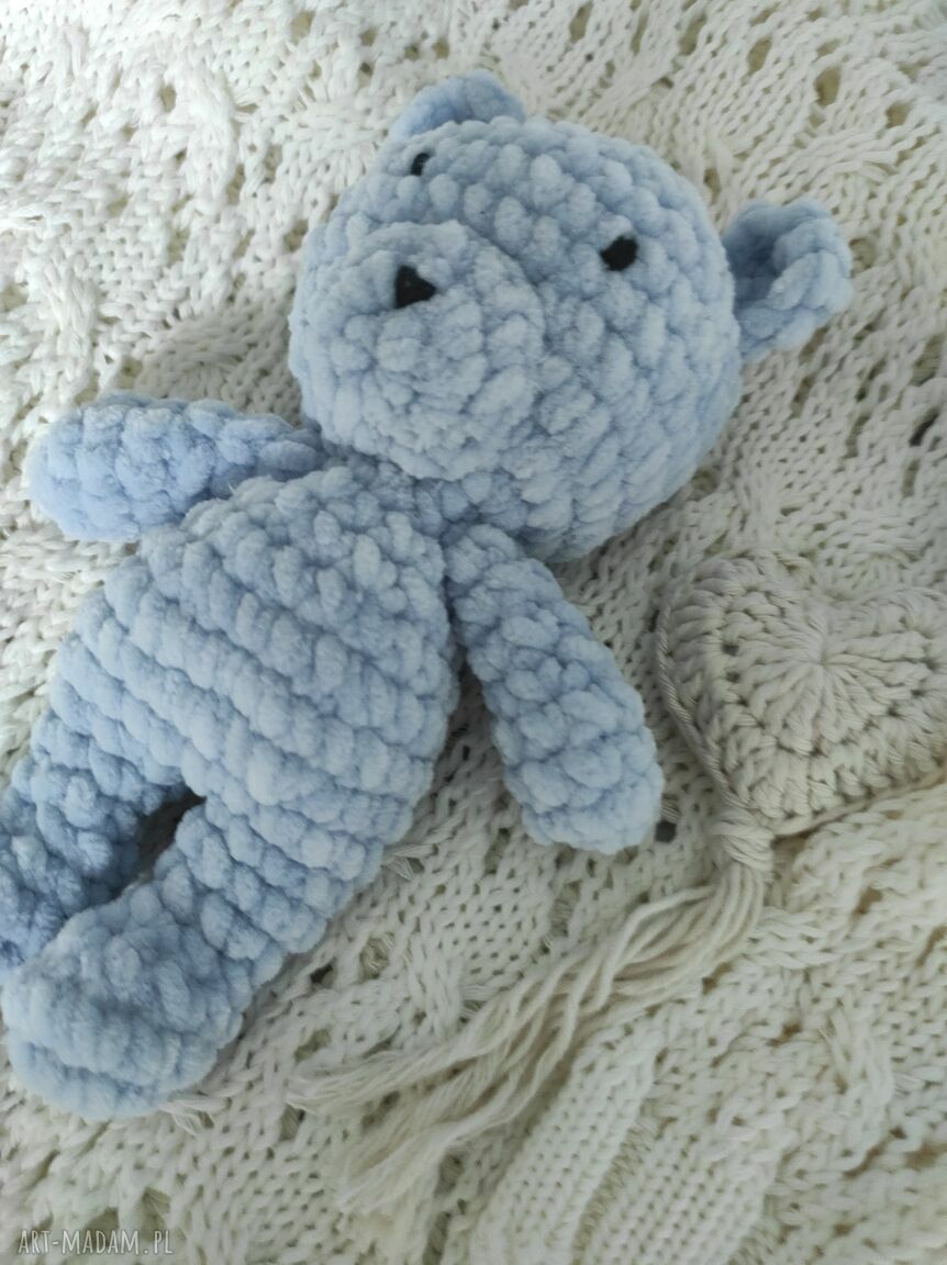 Miś na szydełku - błękitna przytulanka handmade (ok. 20 cm)