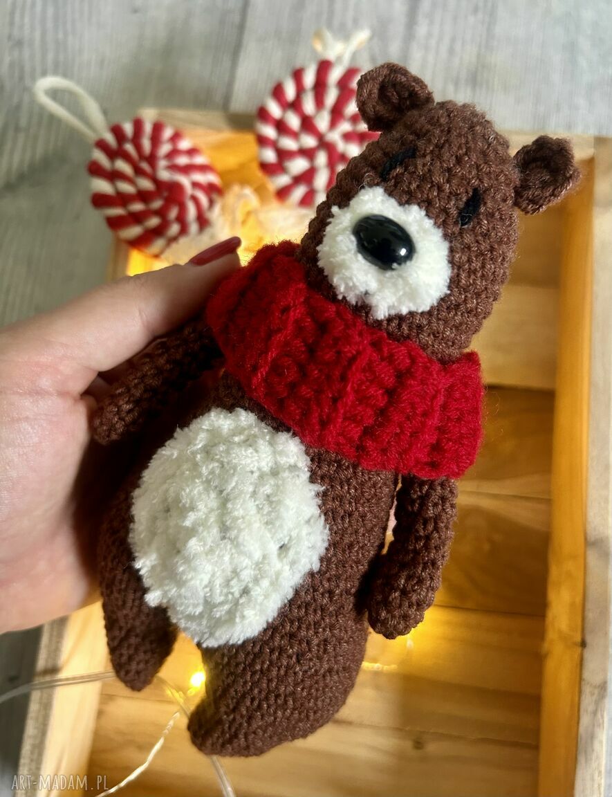 Miś niedźwiadek na szydełku - brązowa przytulanka handmade
