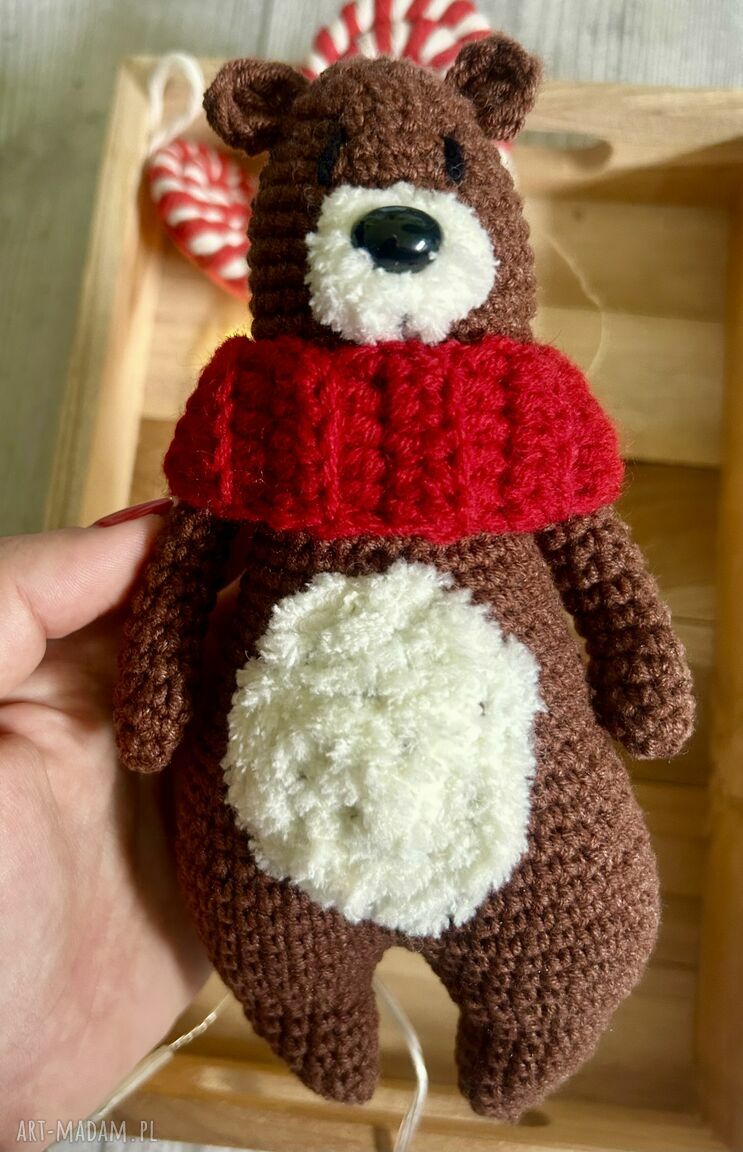 Miś niedźwiadek na szydełku - brązowa przytulanka handmade