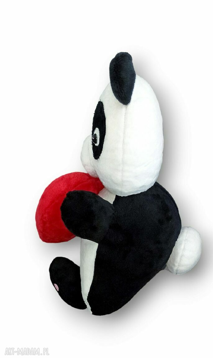Miś panda z serduszkiem - walentynkowa maskotka handmade