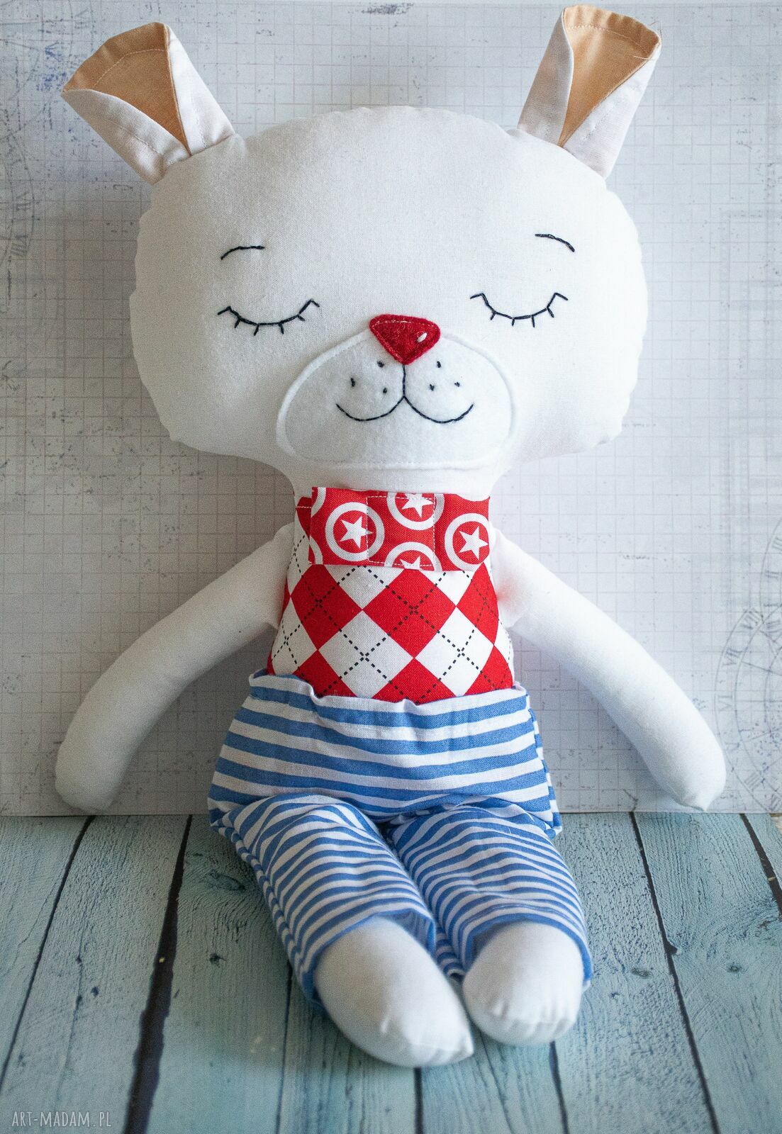 Miś polarny Leszek 44 cm - duża ręcznie szyta przytulanka