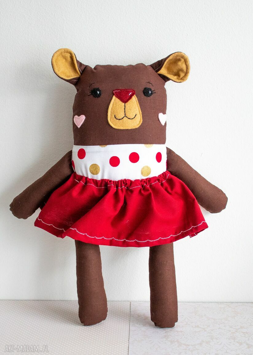 Miś Monia 39 cm - przytulanka dla córeczki na chrzest (handmade)