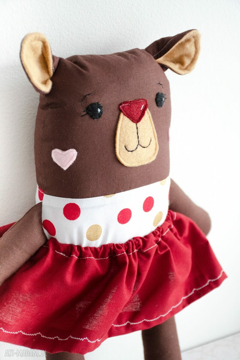 Miś Monia 39 cm - przytulanka dla córeczki na chrzest (handmade)