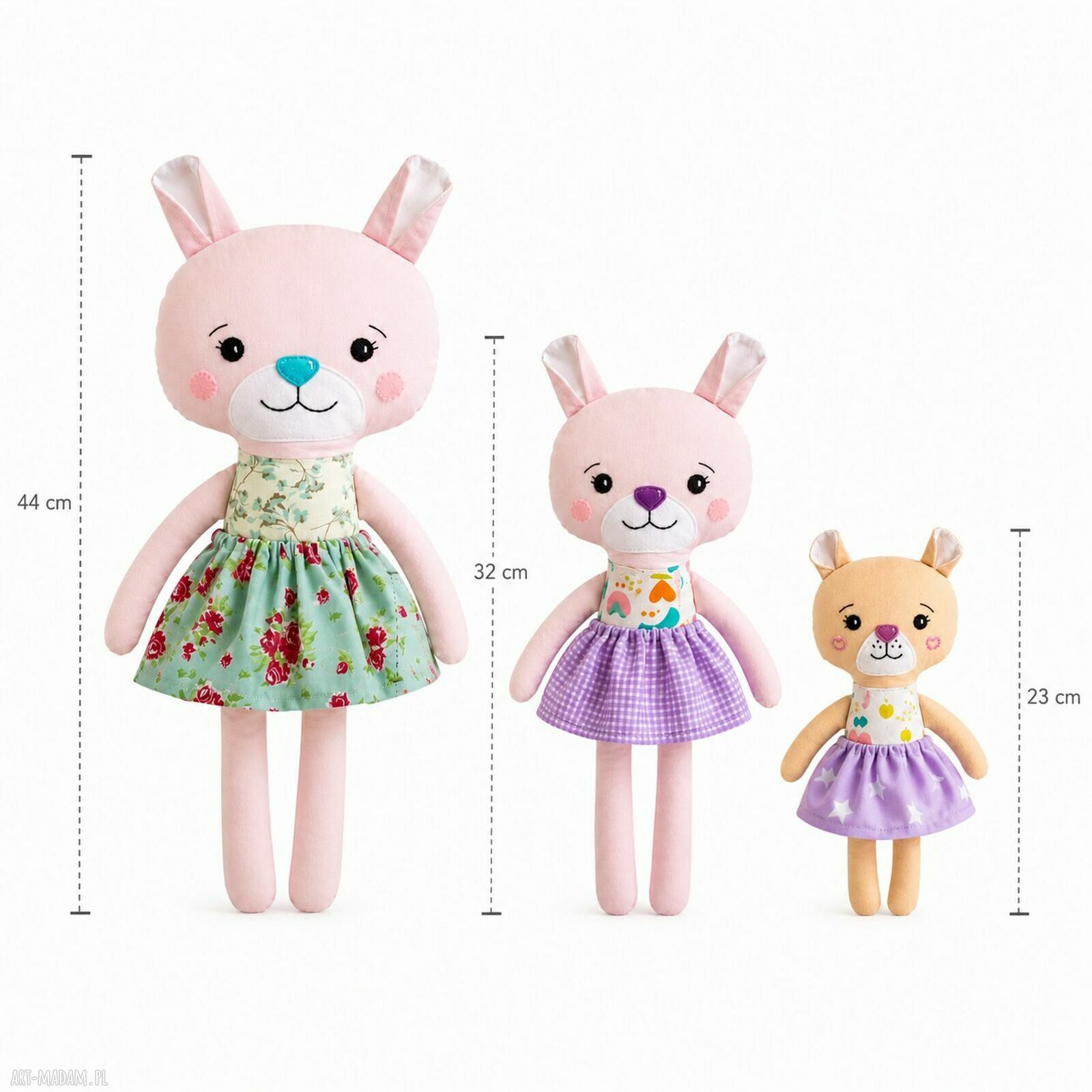 Miś średni Julka 32 cm - romantyczna maskotka handmade dla dziecka