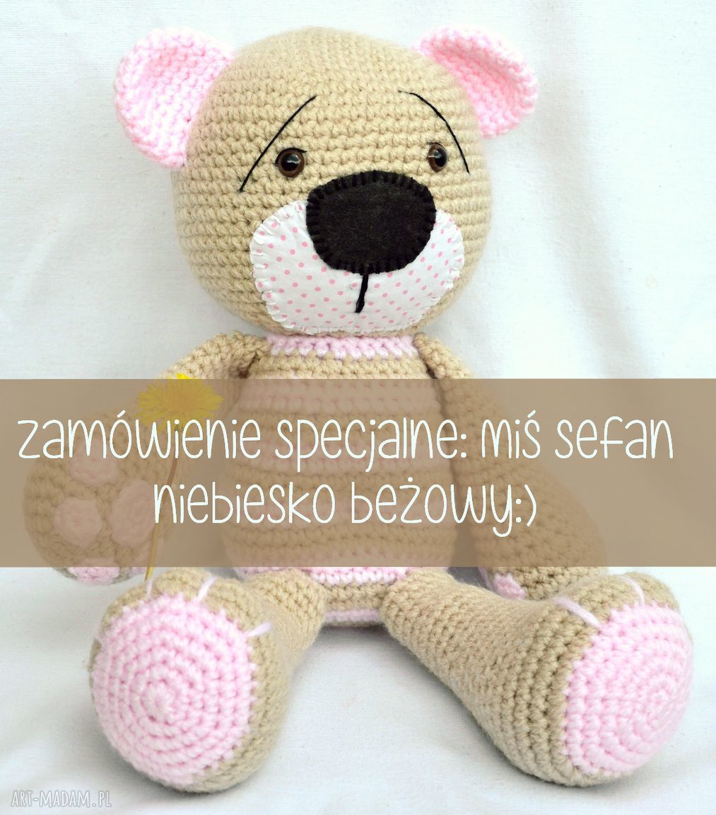 Miś stefan wersji niebiesko beżowej szydełko szydełkowy wykonany