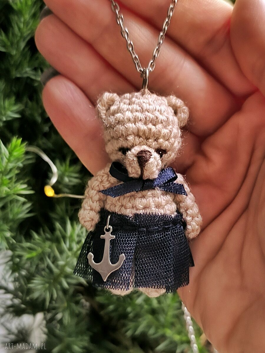 Miś wisiorek naszyjnik Klara - Moremi Dolls (ręcznie robiony)