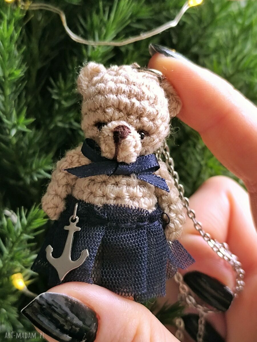 Miś wisiorek naszyjnik Klara - Moremi Dolls ręcznie robiony