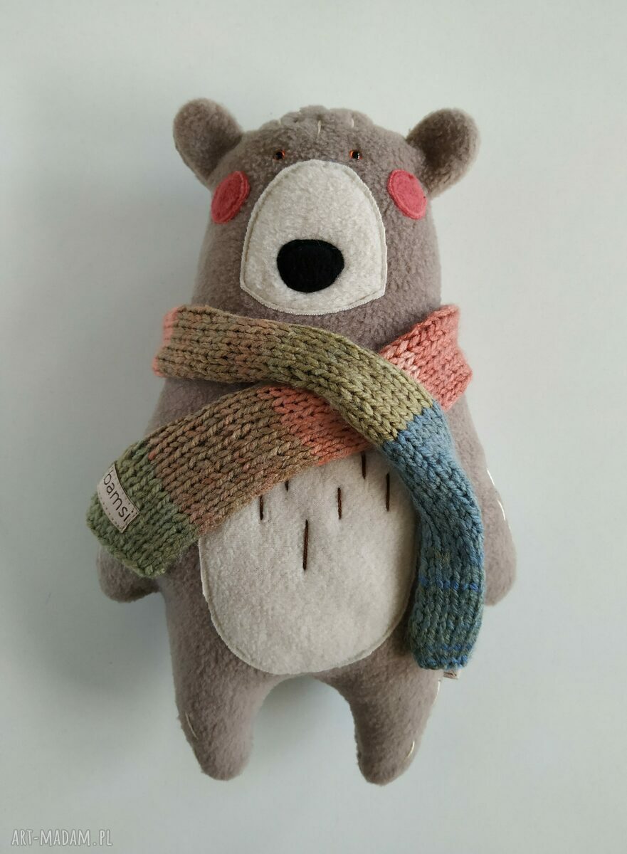Miś z szalikiem z włóczki - pluszak Bamsi 30 cm