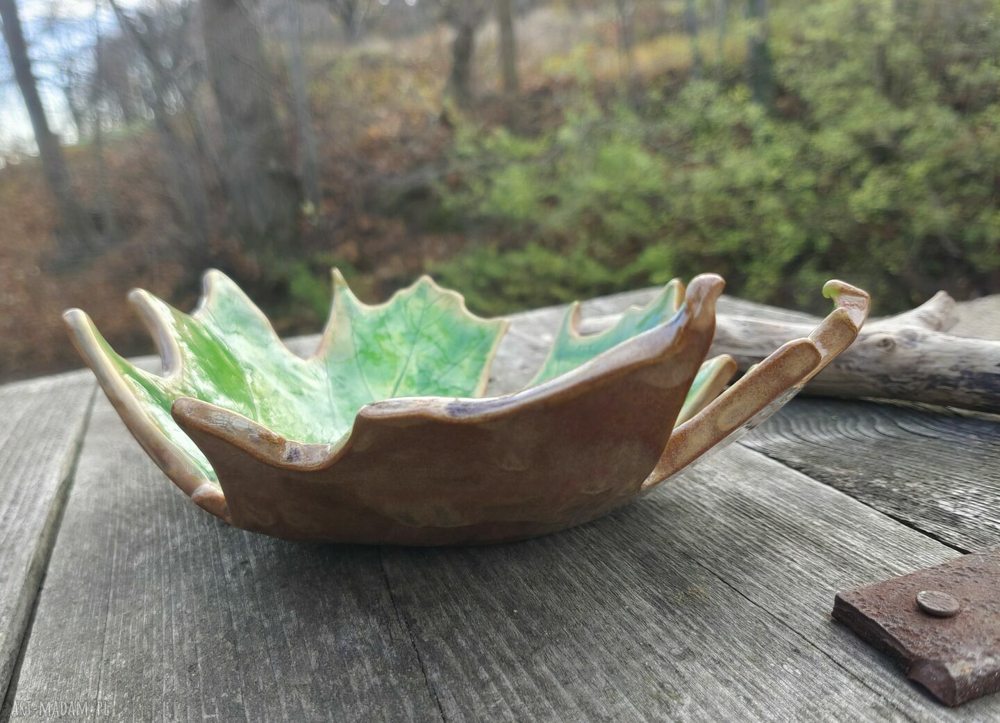 Ręcznie robiona misa ceramiczna - klon (c808)