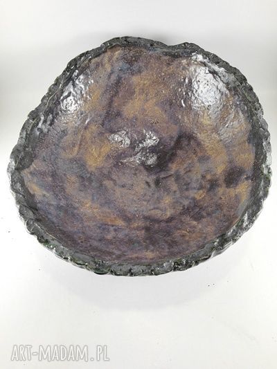 Misa ceramiczna z kolekcji NATURA - fiolet i brąz, ręcznie szkliwiona
