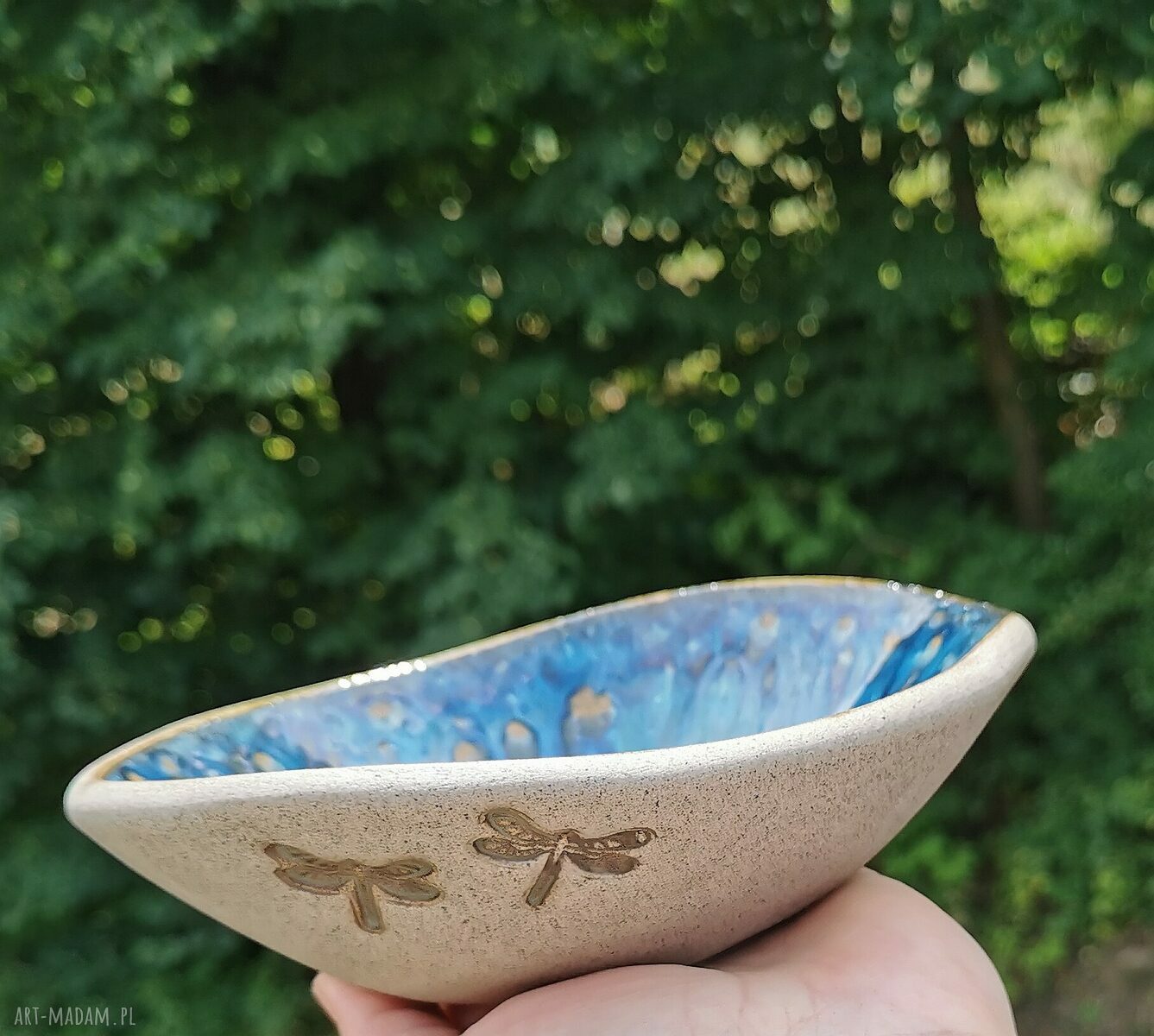 Misa ceramiczna z kamionki (c288) - szarość z turkusowym wnętrzem