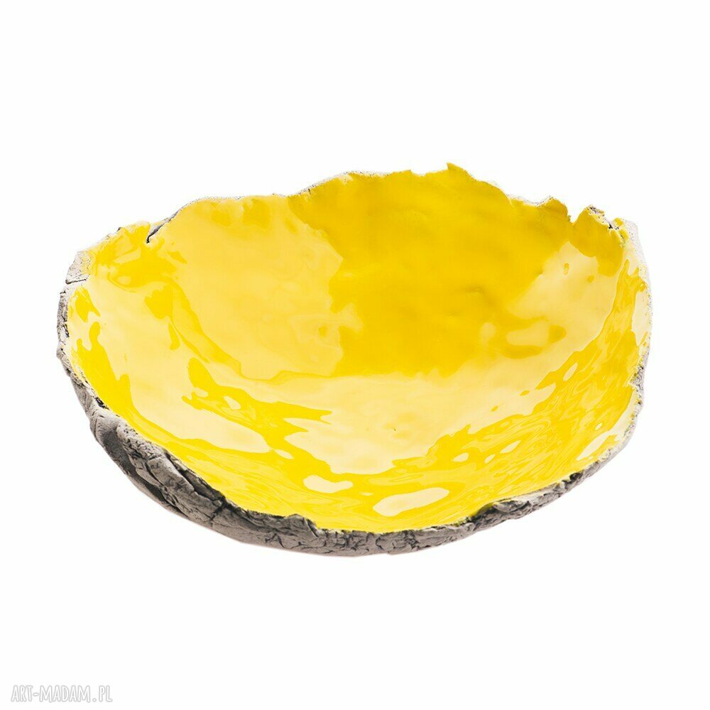 Misa ceramiczna handmade z jasnej gliny 27 x 10 cm - żółta