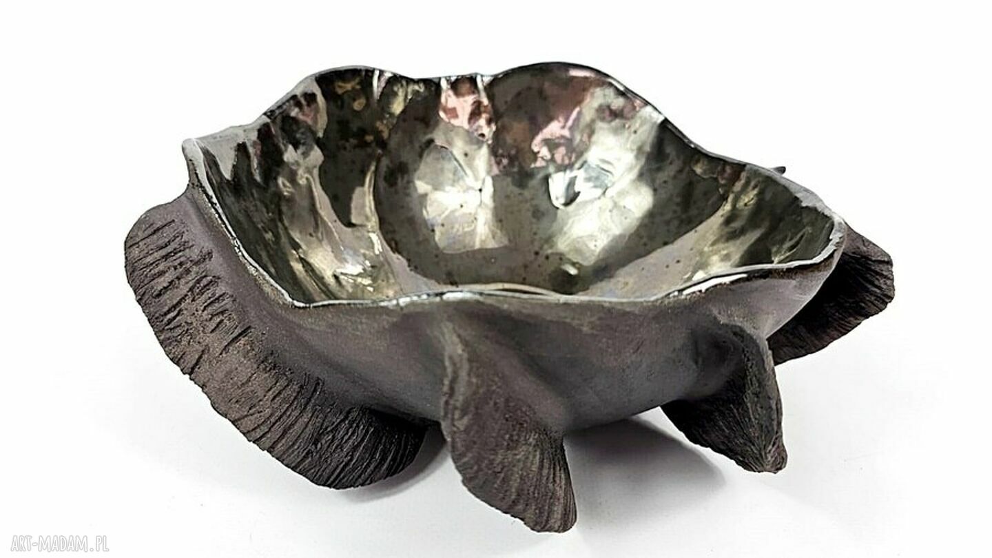 Misa ceramiczna z kolekcji Morskiej - czarna glina, efekt starego srebra i stylowy blask