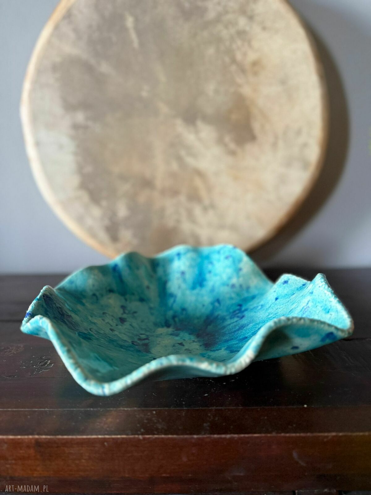Turkusowa misa ceramiczna „Galaktyczne Turquoise” z efektem craquele