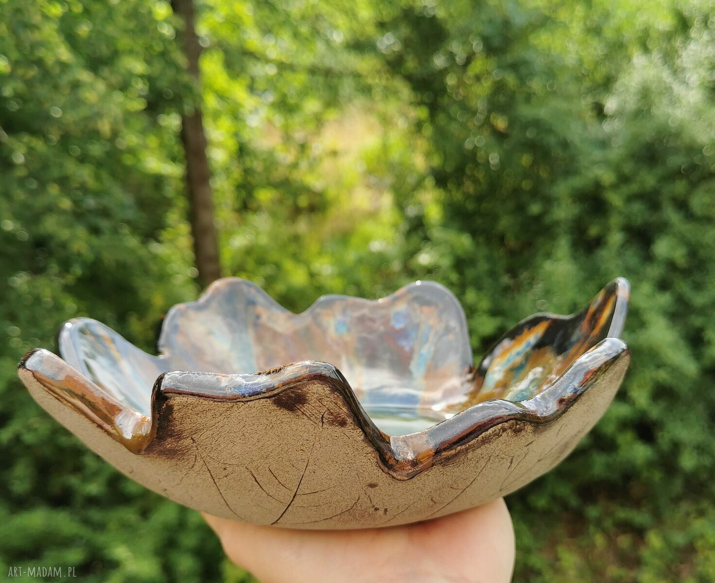 Ręcznie robiona misa ceramiczna c297 - prawdziwy liść klonu