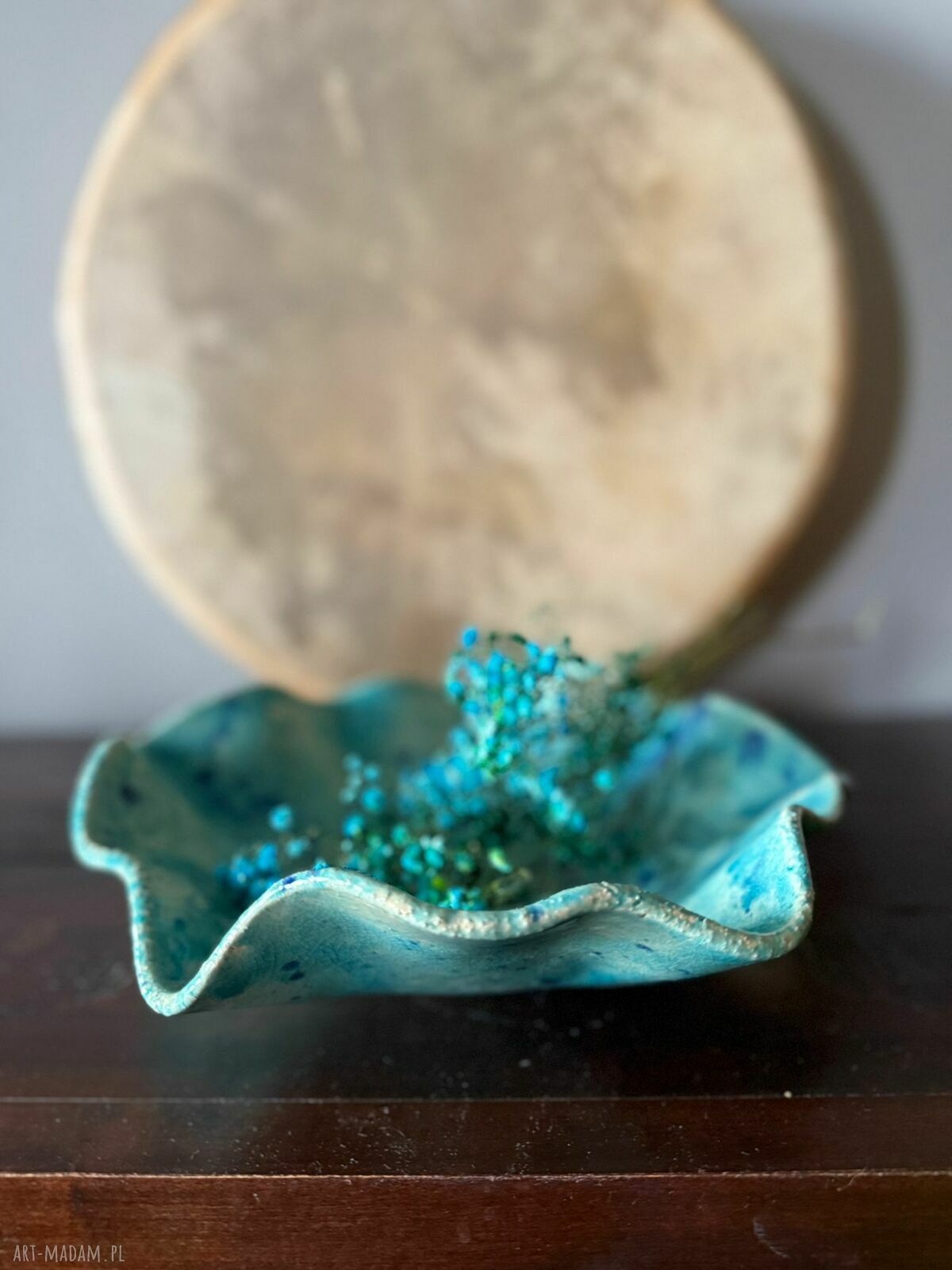 Turkusowa misa ceramiczna „Galaktyczne Turquoise” z efektem craquele