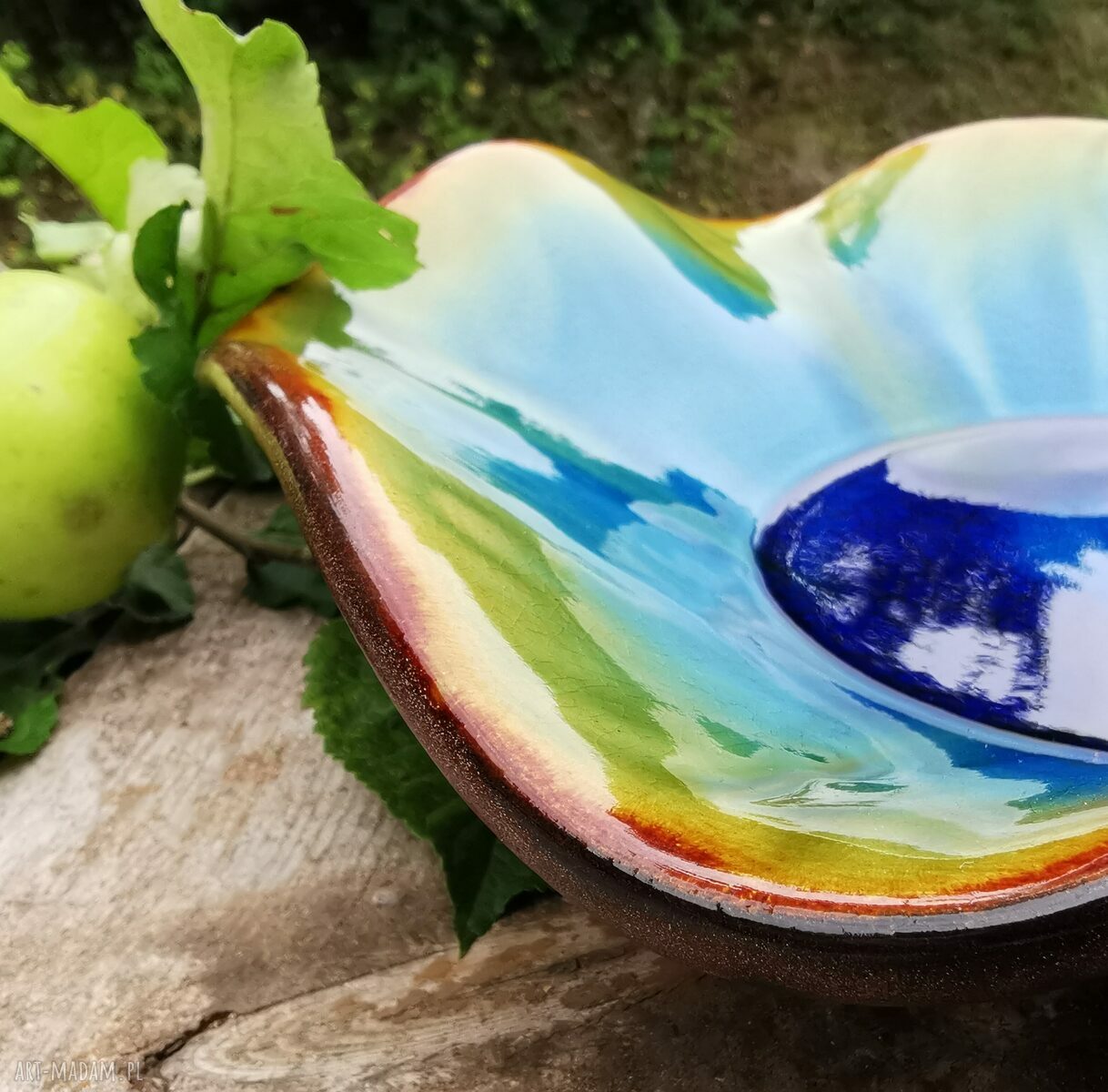 Misa ceramiczna na owoce z ważkami (c311) - ręcznie formowana patera do dekoracji stołu