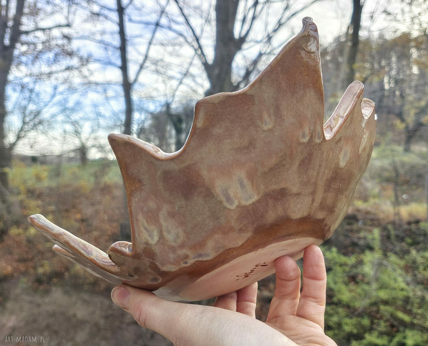 Ręcznie robiona misa ceramiczna - klon (c808)