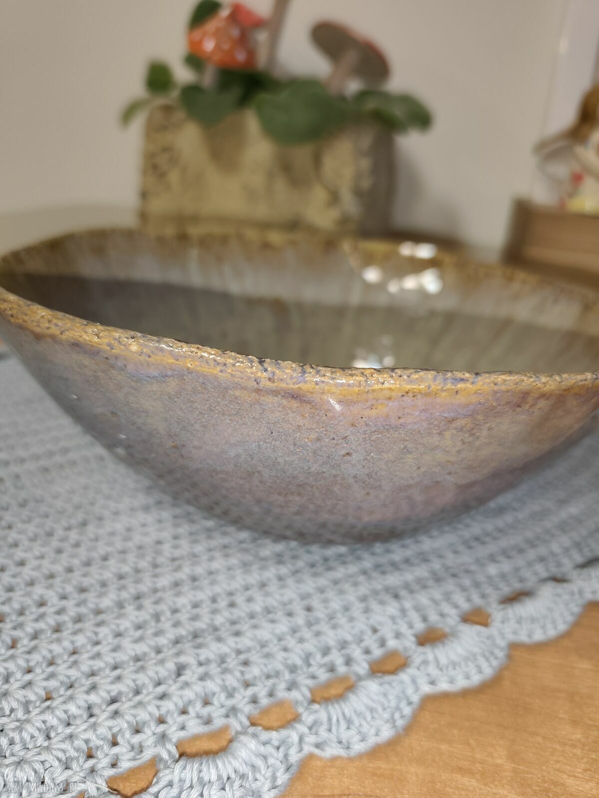 Misa ceramiczna do sałatki - ręcznie robiona szkliwiona ceramika